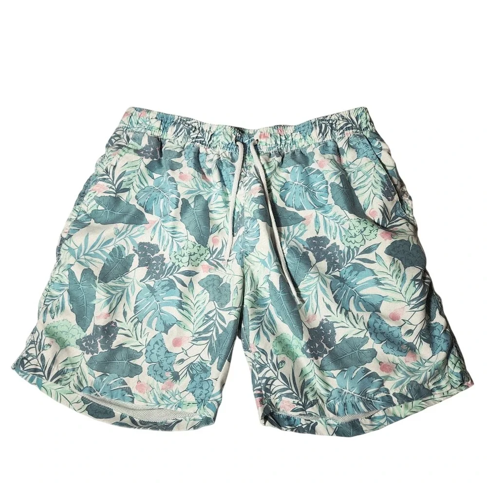Unitop Swim Trunks sz 34 Mens Hawaiian Aloha Blue White Tropical Aloha Surf 34x6